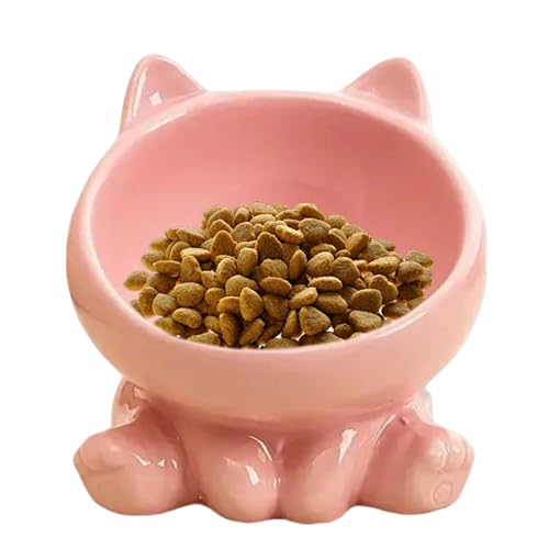 Bsbkoj Premium Ceramic Cat Food Dish | Elevated Design for Anti-Vomiting and Neck Comfort | Slanted Cat Feeder Ideal for Indoor Use with Small Cats | Ceramic Elevated Cat Dish von Bsbkoj