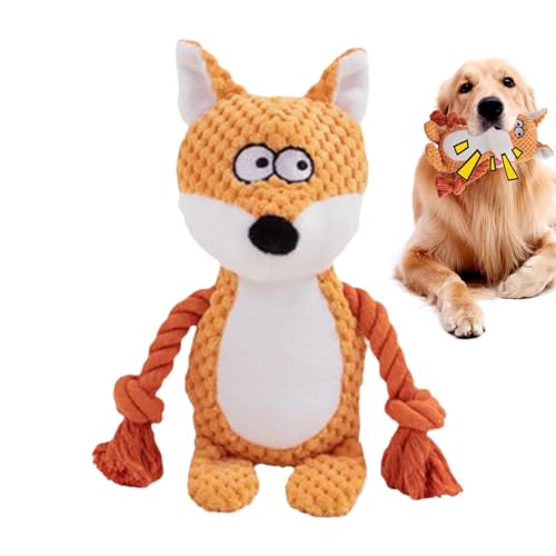 Bsbkoj Squeaky Dog Toys, Durable Rope Plush Chew Doll, Interactive Teething Toy for Pets, Soft & Tough Design, Fox Elephant Frog (24cm), Ideal for Chewers & Playtime von Bsbkoj