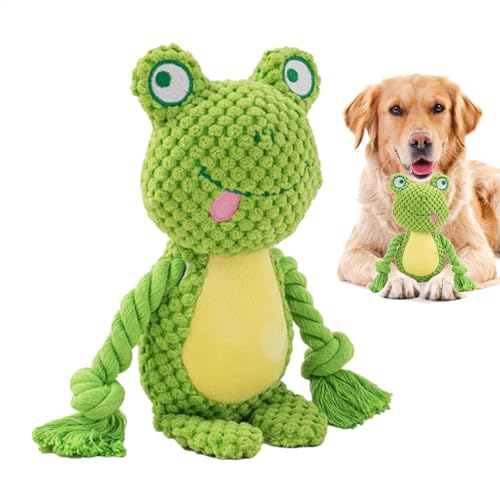 Bsbkoj Squeaky Dog Toys, Durable Rope Plush Chew Doll, Interactive Teething Toy for Pets, Soft & Tough Design, Fox Elephant Frog (24cm), Ideal for Chewers & Playtime von Bsbkoj