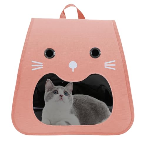 Cat Backpack Carrier, Breathable Puppy Carrier, Portable Foldable Pet Carrying Bag, Smiling Face Design, 13.78x12.2x11.42 inches, Ideal for Outdoor Travel and Pet Adventures von Bsbkoj