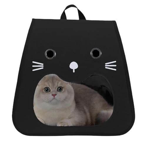 Cat Backpack Carrier, Breathable Puppy Carrier, Portable Foldable Pet Carrying Bag, Smiling Face Design, 13.78x12.2x11.42 inches, Ideal for Outdoor Travel and Pet Adventures von Bsbkoj