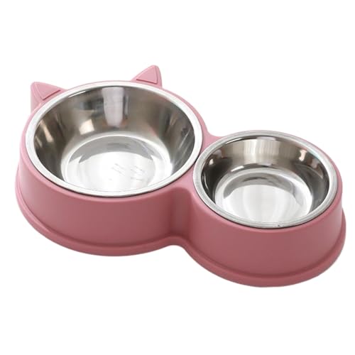 Cat Bowls, Pet Feeder, Compact Sturdy Anti-Slip Cat Ear Shape 11.81x5.51x1.97 Inches, Dog Feeding Dish, Pet Supplies, No-Tip Design for Kittens & Puppies, Green, Pink von Bsbkoj