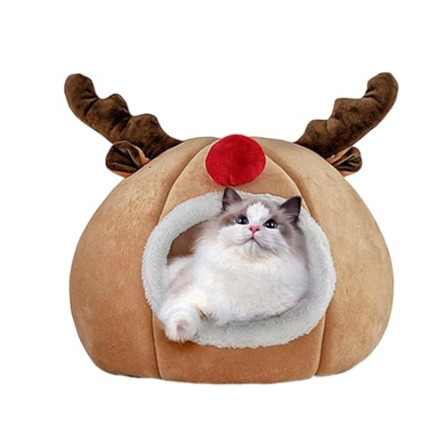 Cat Christmas House, Warm Cat Christmas House, Cozy Pet Bed Christmas Cat Cave, Indoor Washable Nest and Tent Bed, Semi-Enclosed Cat House for Puppies and Kittens von Bsbkoj