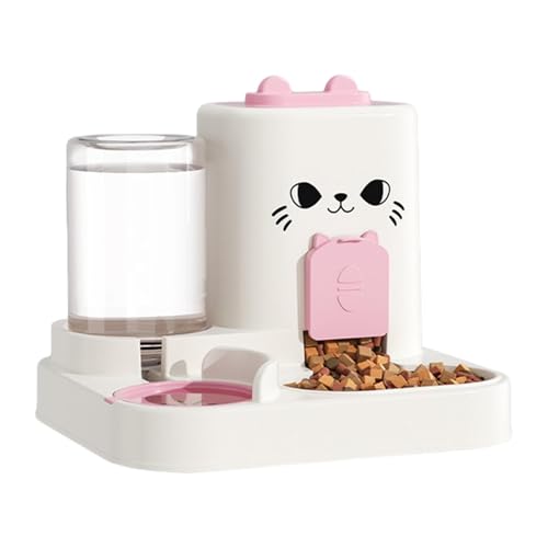 Cat Feeder, Pet Food Dispenser. Leakproof Large Capacity Modern Automatic Elegant Lightweight Spill Proof Stylish Cat Food Station for Indoor Pets, 25x22x21cm, White von Bsbkoj