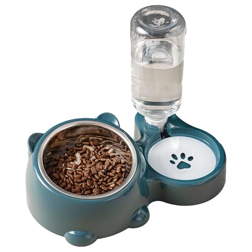 Cat Feeder Wasserspender, Doppelter Haustier-Futterspender und Wasserspender, geneigter Katzenfutterspender mit Futter- und Wassernäpfen, ideal für Katzen, Hunde und kleine bis mittelgroße Haustiere von Bsbkoj