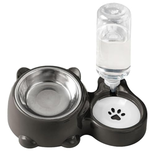 Cat Feeder Wasserspender, Doppelter Haustier-Futterspender und Wasserspender, geneigter Katzenfutterspender mit Futter- und Wassernäpfen, ideal für Katzen, Hunde und kleine bis mittelgroße Haustiere von Bsbkoj