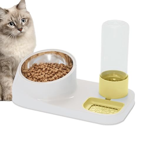 Cat Feeder and Water Dispenser, Stainless Steel Snack Bowl Waterer, Non-Slip Pet Feeder Dry Food Dispenser for Dogs and Puppies, 11.81x6.69x8.27 Inches von Bsbkoj