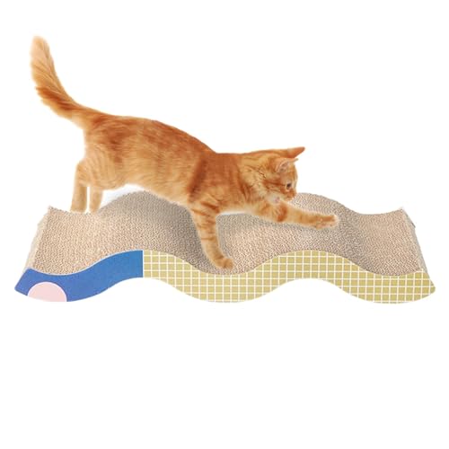 Cat Scratching Board, Kitten Lounge Scratcher, Furniture Cardboard Spacious Sturdy Premium Lightweight Portable Compact Pet Scratch Mat for Cats, 22.44x9.84x2.95 Inches, Brown von Bsbkoj