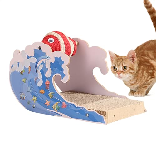 Cat Scratching Board with Ball, Multipurpose Dolphin Scratch Pad, Interactive Cat Claw Grinding Toy for Scratching, Playing and Relaxing, 11.81x7.48x7.48 Inches, Multicolor von Bsbkoj