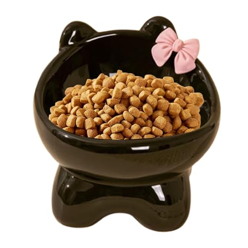 Ceramic Raised Cat Bowl, 15-Degree Tilted Pet Cat Food Bowl, Non-Slip Kitten-Shape Pet Feeding Bowl, Ideal for Indoor Cats, Small Dogs, and Kittens, Tilted Ceramic Cat Bowl, von Bsbkoj