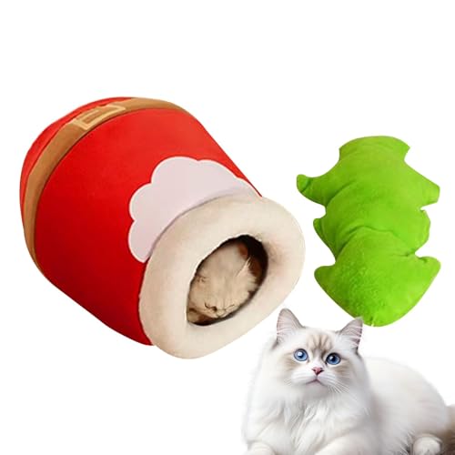 Christmas Cat Bed, Plush Honey Jar Cat House, Winter Warm Cat House, Four Seasons Cat Bed, Closed Cat Bed for Winter, Festive Cat Sleeping Bed, Warm Cat Bed for Holidays, Cat House for 11-22 Pfund von Bsbkoj