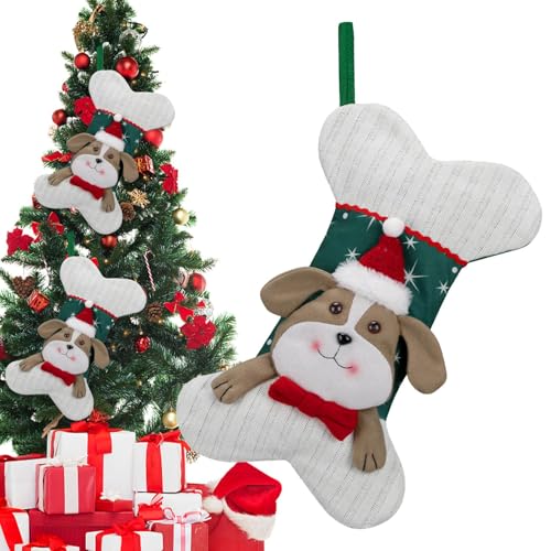 Dog Christmas Stocking, Bone Shape Stockings, Puppy Christmas Stocking, Pet Christmas Decorations, Fireplace Hangable Stocking, Festive Dog Stocking, Holiday Stocking For Pets von Bsbkoj