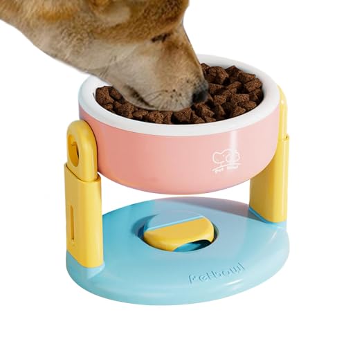 Elevated Cat Food Bowl, Raised Tilted Pet Feeder, Anti Vomiting Design with Suction Cup Base, Adjustable Height & Non-Slip Stand, 7.48x6.3x5.71 Inches, Ideal for Kittens & Puppies von Bsbkoj