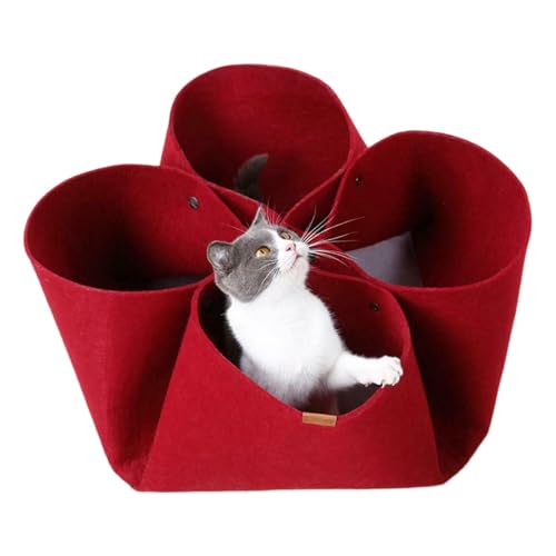 Folding Cat Tunnel, Foldable Kitten Tunnel, Interactive Pet Tunnel, Cat Tunnel with Toy Ball, Felt Hideplace for Cats, Portable Cat Tunnel Cave, Cat Tunnel Toy, Pet Tunnel von Bsbkoj