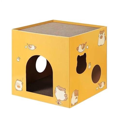 Katzenkrallenschärfer Haus Indoor Katzenkratzer Multifunktions Katzenbox Katzenkratzhaus Karton Katzenkratzer Katzenkratzer Katzenkratzbox Kratzhaus für Katzen Katzenspielhaus und Kratzbaum von Bsbkoj