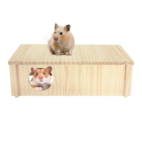 Multi-Chamber Hamster House Maze, Wooden 2-Chamber, Small Animal Habitat Decor, Cozy Nesting Shelter, Playground Secure for Sleeping Area, Box Hideaway von Bsbkoj