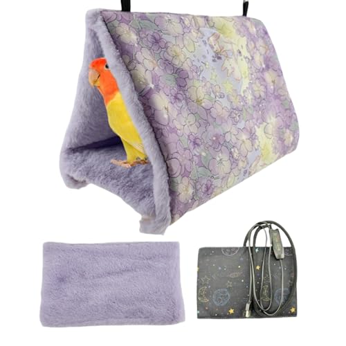 Parakeet Warmes Haus, Cockatiel, Warmes Haus, Plüsch, Bird Sleeping Nest, Winter Heating Cockatiel Nest, Plush Bird Sleeping House mit abnehmbarem USB-Warmer Pad, gemütliches Bett für Cockatiel und von Bsbkoj