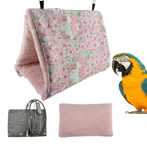 Parakeet Warmes Haus, Cockatiel, Warmes Haus, Plüsch, Bird Sleeping Nest, Winter Heating Cockatiel Nest, Plush Bird Sleeping House mit abnehmbarem USB-Warmer Pad, gemütliches Bett für Cockatiel und von Bsbkoj