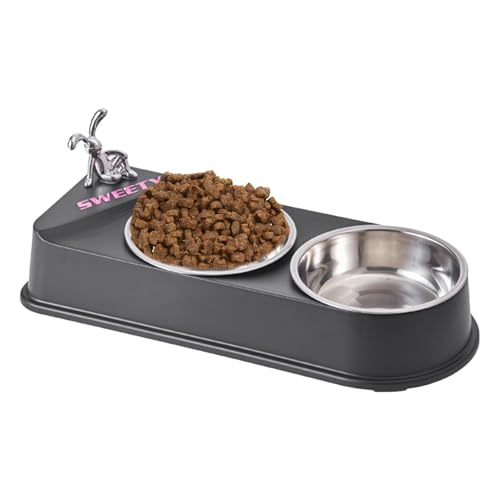 Pet Double Feeding Bowl, Non-Slip Feeder Bowls, Double Dishes for Cats, Stainless Steel Pet Bowls, Non-Skid Dog Food Bowls, Pet Feeder Double Dishes, Puppy Food Bowls, Stable Cat Bowls von Bsbkoj