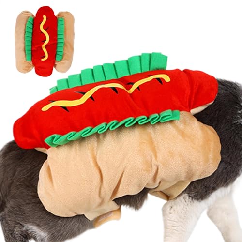 Pet Hot Dog Costume, Funny Food-Themed Outfit for Dogs, Burger Style Cosplay Coat for Celebrations, Comfortable Polyester Pet Clothing for Photos, S 75g, M 95g, L 145g von Bsbkoj