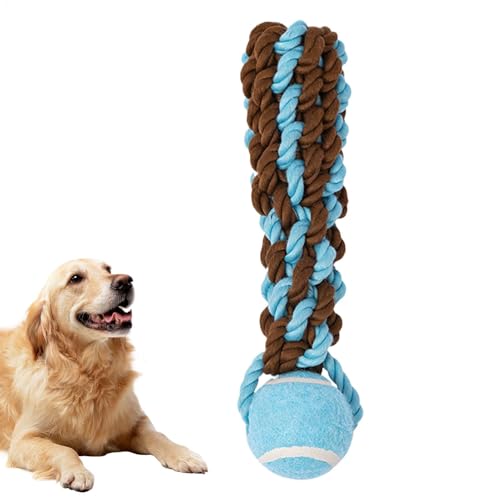 Rope Ball Dog Toy, Pet Teething Tennisball Design, interaktives Kauspielzeug für Hunde, perfekt für Zuhause, Park, Backyard und Gartenspiele, 22 x 6 x 10 cm, Gelb / Blau von Bsbkoj