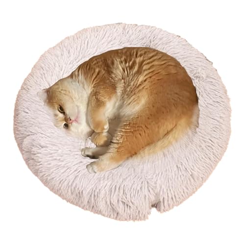 Rundes Hundebett, rundes Donut-Hundebett, Katzenbett, kuscheliges Plüschbett für kleine Hunde und Katzen, ideal für Haustiere, Schlummerkennzeichen für Katzen, perfekt für Komfort von Bsbkoj