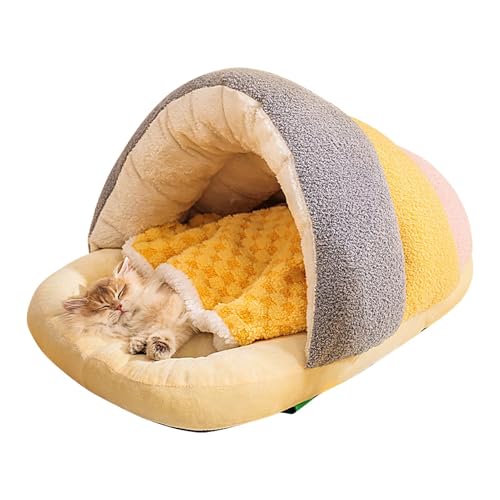 Slipper-Katzenbett, abnehmbares Katzennest, warmes Katzenpflegebett, gemütliches Katzenversteck, Indoor-Katzenbett, Fleece-Katzenbett, weiches Katzennest, PP-Schwamm-Katzenbett, Katzenbetten für von Bsbkoj