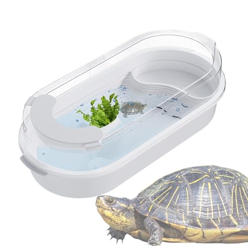 Small Turtle Tank, Clear Baby Turtle Aquarium Tank, Reptile Habitat for Desktop with 4 Multi Functional Areas, Basking Platforms for Fish, 13.78x7.87x5.91 Inches von Bsbkoj