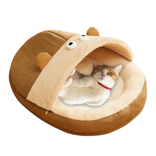 Soft Plush Cat Cave Bed - Cozy Indoor Cat House, Semi-Enclosed Cat Tent with Neck Support, Washable Small Cat Bed for Puppies and Kittens, Cute Cat House for Comfort and Relaxation, Versatile Cat Cave von Bsbkoj