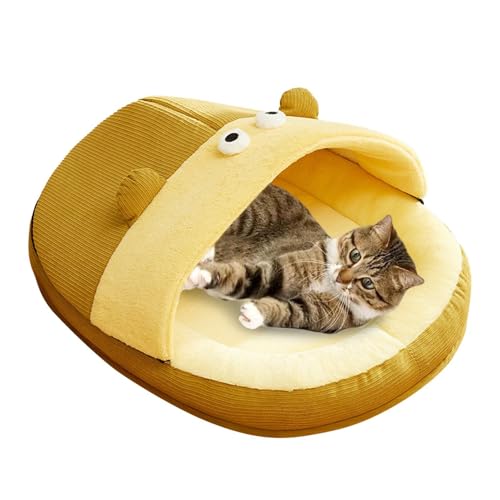 Soft Plush Cat Cave Bed – Cozy Indoor Cat House, halbgeschlossenes Katzenzelt mit Halshalterung, waschbares kleines Katzenbett für Puppies und Kitten, süßes Katzenhaus für Komfort und Entspannung, von Bsbkoj