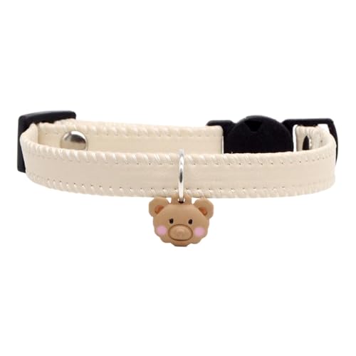 Verstellbares Welpenhalsband, niedlicher Bären-Anhänger, verstellbares Haustier-Halsband, Schnellverschluss-Hundehalsband, Kunstleder-Hundehalsband, Sicherheitsschnalle, Hundehalsband, von Bsbkoj