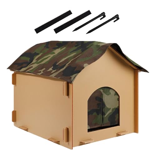 Wasserdichter Katzenhaus,Warmes Katzenhaus Faltbarer Katzenhaus,45x51x47cm Streuner Katzenhütte Outdoor Katzenbett Katzenhaus mit Isomatte Wetterfester Katzenhaus Katzenhaus für Winter von Bsbkoj