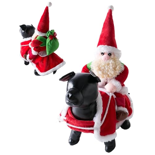 Weihnachtsmann-Hundekostüm, Weihnachtsmann-Kleidung, Reiten, Haustier-Kostüm, lustiges Verkleidungs-Outfit, Bomma-Cosplay-Kostüm für kleine, mittelgroße und große Hunde und Katzen, von Bsbkoj