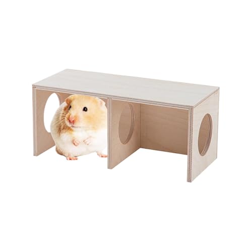 Wooden Hamster Hide Habitat, Hamster House with 2 Chambers, Multi-Room Hamster Maze, Hamster for Small Pets, Wooden Hamster Habitat, Small Animal Maze House, 2-Chamber Hamster Habitat von Bsbkoj