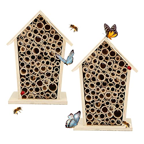 2 Stücke Insektenhotel Bienenhotel,Nisthilfe für Wildbienen,Naturbelassen und Wetterfest,Naturbelassenes Insekten Hotel, Insektenhotels Bausatz, für Garten und Balkon Bienen Marienkäfer,Gartendeko von Bseical