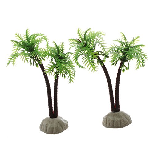 Bstepompre 2 x künstliche Gras/Wasserpflanze aus Kunststoff, Dekoration für Aquarien, Kokosnussbaum-Design von Bstepompre
