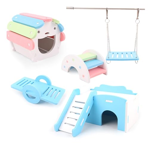 Btgghytr 5pcs Hamster Toy Set Entertainment Toy With Ladder House Wippe Swing Toy Parrots Climbing Toy Small Animal Funny von Btgghytr