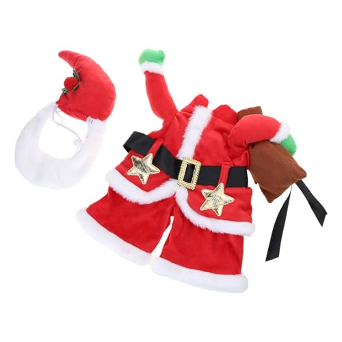 Btgghytr Festival Pet Santa Kostüm und Hut Set Rollenspiel Haustier Party Outfit mit Weihnachtsmannmützen Weihnachten Haustier Hund Katzen Foto Requisiten Anzug von Btgghytr