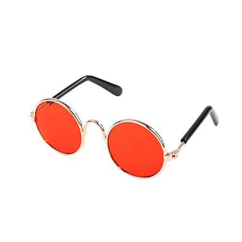 enes Mädchenkostüm Für Hunde 1 Stück Kleine Haustier-Sonnenbrille Retro-Hunde-Sonnenbrille Runde Metall-Welpen-Sonnenbrille Cosplay-Brille Foto-Requisiten Brillen Für Hundebrille Klein (D, One Size) von Btruely