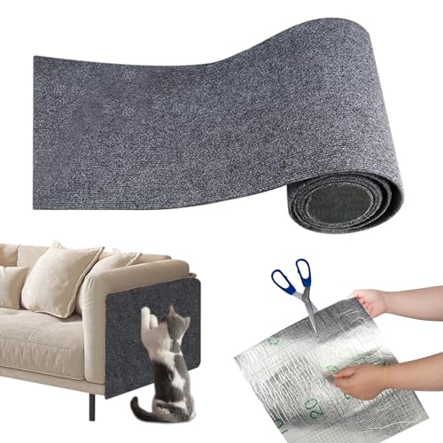 Btstil Kratzmatte Katze | 200cmx40cm | Selbstklebend Kratzteppich Katze Wand, Katzenkratzbrett Kratzmatte für Kratzbaum, Sofaecken, Regalregale, Stufen, Schutz Teppiche und Sofas (Grey, 200cmx40cm) von Btstil