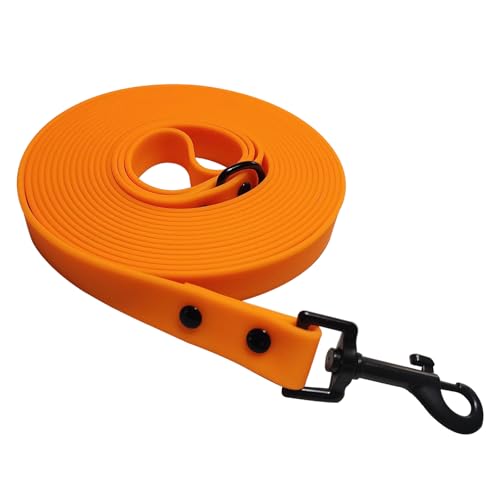 Btstil Schleppleine für Hunde, Wasserdicht Hundeleine mit Gepolstertem Griff und D-Ring, PVC-Trainingsleine Lange Schleppleine für Kleine Mittlere Große Hunde (Orange, 10m) von Btstil