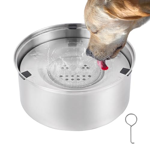 Btstil Wassernapf Hund ohne Sabbern, 3L Hundenapf Edelstahl, Trinknapf Hund Anti Schlabber mit Rutschfestem Boden, Hundenapf Auslaufsicher Groß, Spülmaschinenfest (1L) von Btstil