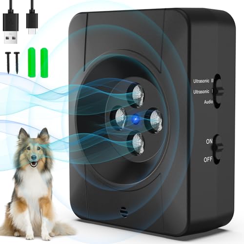 Bubbacare Antibell für Hunde, 3 Modi Automatisch Anti Bell Gerät mit 4 Ultraschallsendern, Audio & Ultraschall Hunde Bellen für Outdoor Indoor, Wiederaufladbares Anti-Bell-Mittel für Hunde von Bubbacare