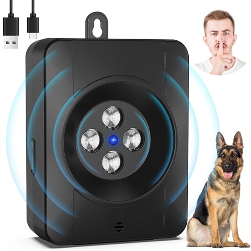 Bubbacare Antibell für Hunde, 3 Modi Automatisch Anti Bell Gerät mit 4 Ultraschallsendern, Audio & Ultraschall Hunde Bellen für Outdoor Indoor, Wiederaufladbares Anti-Bell-Mittel für Hunde von Bubbacare