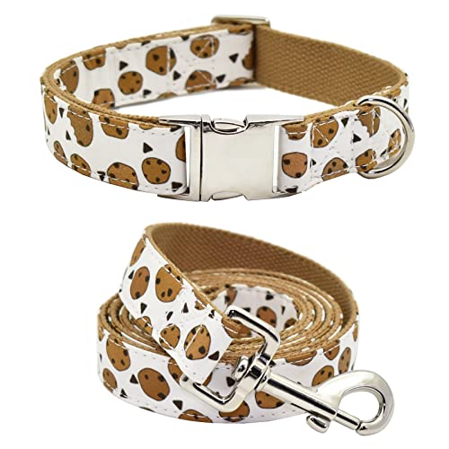 Bubblepup Hundehalsband, Samt Hundehalsband, Klassisches Hundehalsband Weich Bequem Verstellbare Halsbänder für Hunde (L, Kekse) von Bubblepup