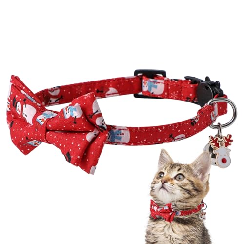 Bubei Weihnachtliches Katzenhalsband, Breakaway-Katzenhalsband mit Glöckchen für Weihnachten, verstellbarer Kätzchen-Halsband-Anhänger, Katzenhalsband für Halloween und Weihnachten von Bubei