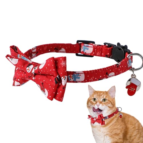 Bubei Weihnachtliches Katzenhalsband, Breakaway-Katzenhalsband mit Glöckchen für Weihnachten, verstellbarer Kätzchen-Halsband-Anhänger, Katzenhalsband für Halloween und Weihnachten von Bubei