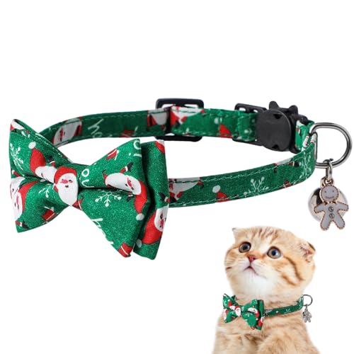 Weihnachtliches Katzenhalsband, Breakaway-Katzenhalsband mit Glöckchen für Weihnachten, verstellbarer Kätzchen-Halsband-Anhänger, Katzenhalsband für Halloween und Weihnachten von Bubei