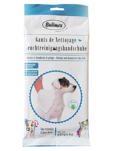 Bubimex Easy Clean Hygienische Reinigungshandschuhe für Hunde und Katzen – reinigt und desodoriert – mit Aloe Vera-Extrakten – für die Hygiene Ihrer Haustiere von Bubimex