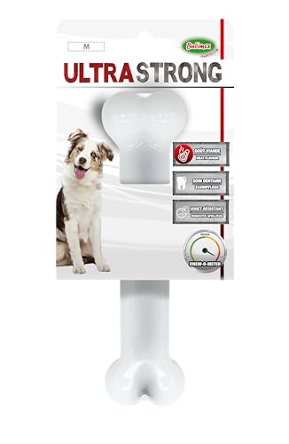 Bubimex Ultra Strong – Spielzeug für Hunde – Kauknochen aus Nylon mit Fleischgeschmack – sehr robust – fördert die Mundhygiene – 15 cm – für mittelgroße Hunde von Bubimex